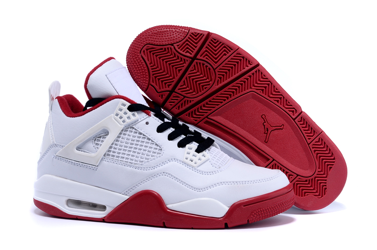 New Air Jordan 4 White Red Basketball Shoes