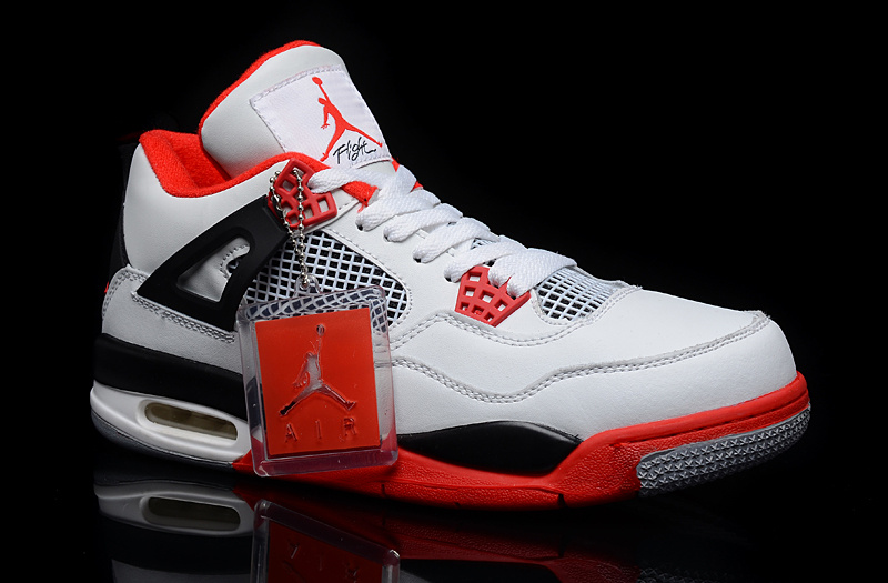 New Air Jordan 4 White Red Black Shoes