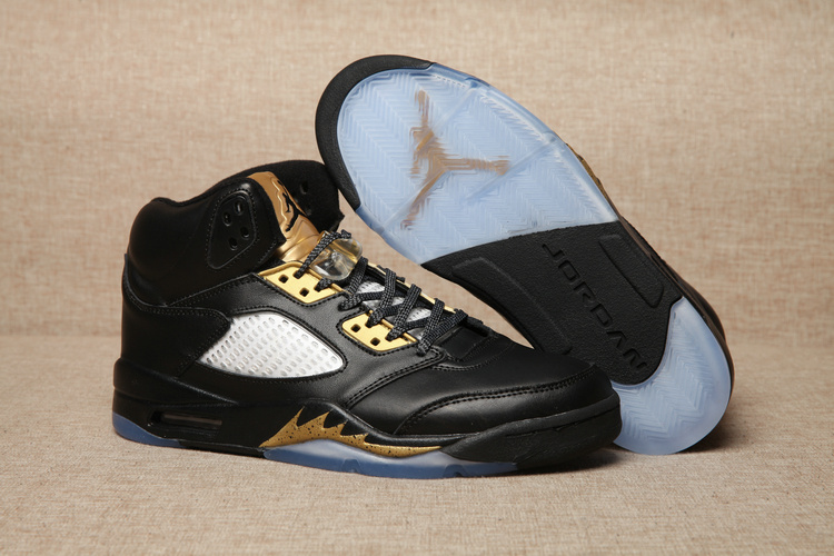 New Air Jordan 5 Black Gold Shoes