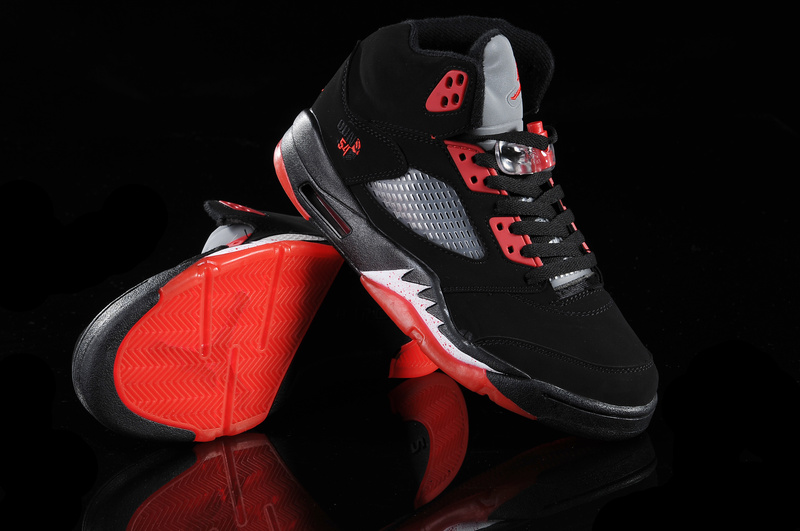 Jordan 5 Retro Black Red White - Click Image to Close