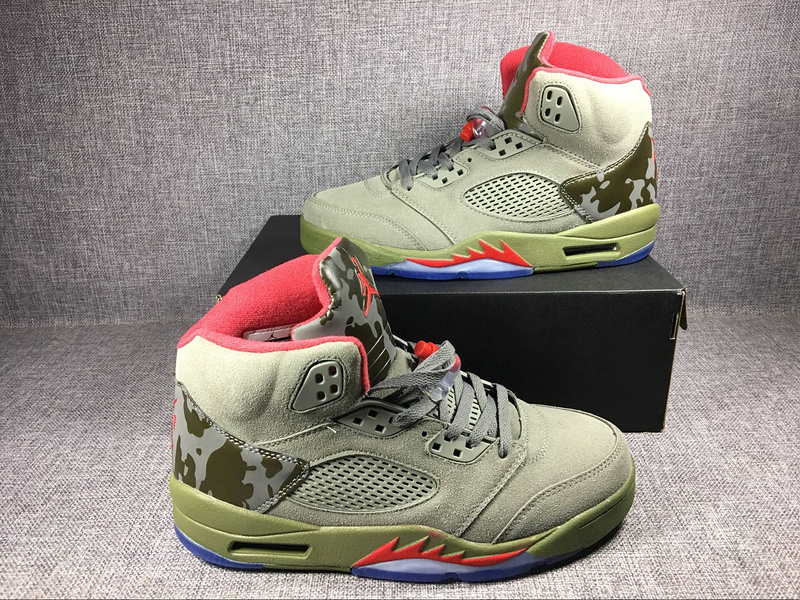 New Air Jordan 5 Camouflage Green Shoes - Click Image to Close