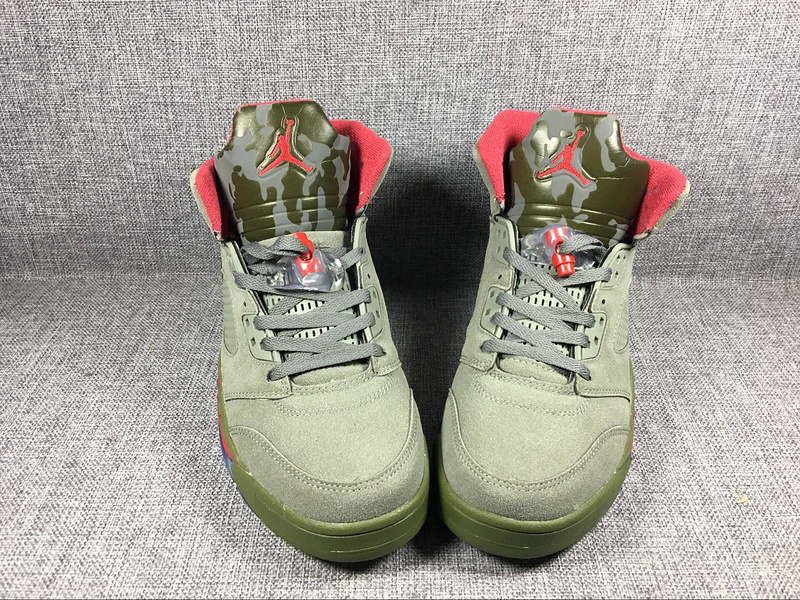New Air Jordan 5 Camouflage Green Shoes
