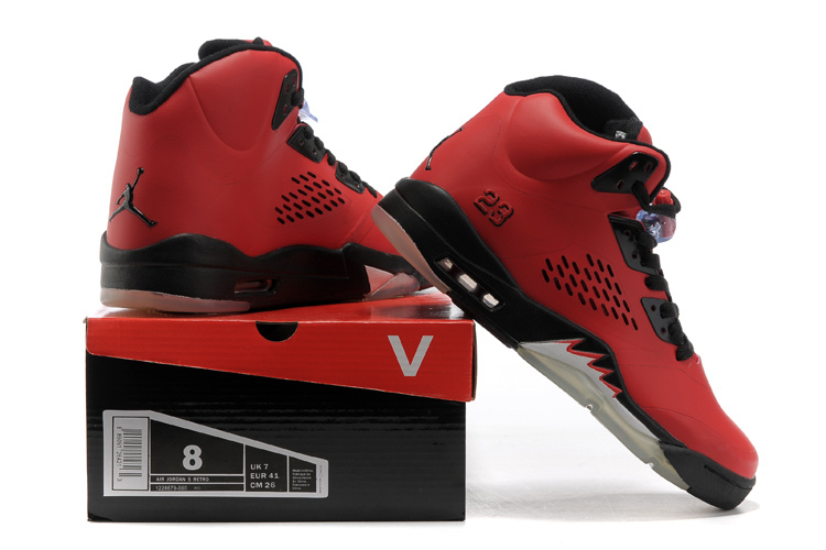New Air Jordan Retro 5 Red Black Shoes