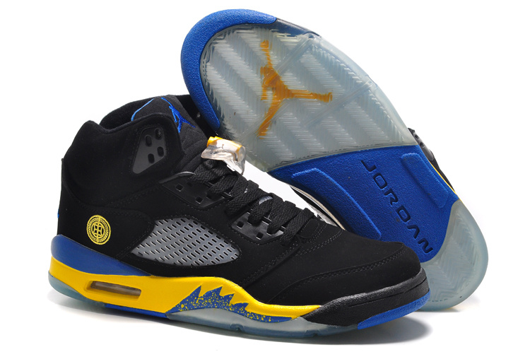 New Air Jordan 5 Retro Black Fire Yellow Shoes