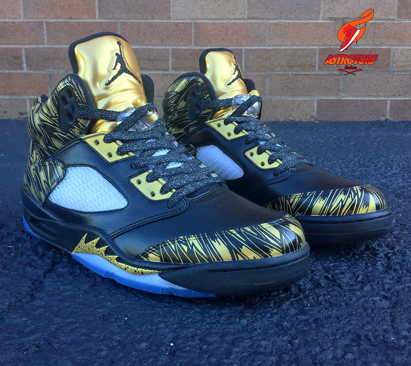 New Air Jordan 5 Retro Black Gold Shoes