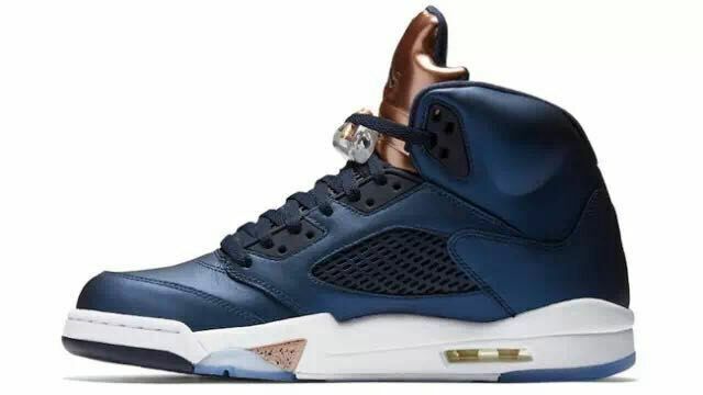 New Air Jordan 5 Retro Blue Copper White Shoes