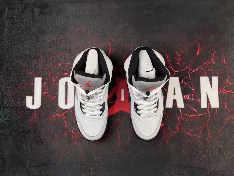 New Air Jordan 5 Retro White Cement Grey Black Lover Shoes - Click Image to Close