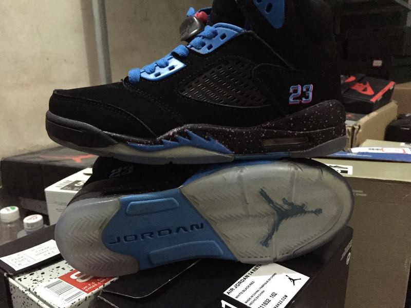 New Air Jordan 5 South Beach Black Blue Shoes - Click Image to Close