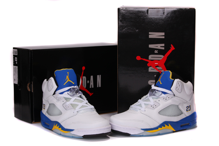 2013 Air Jordan 5 White Blue Shoes