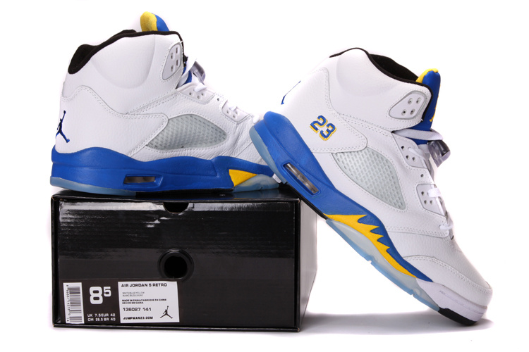 2013 Air Jordan 5 White Blue Shoes - Click Image to Close