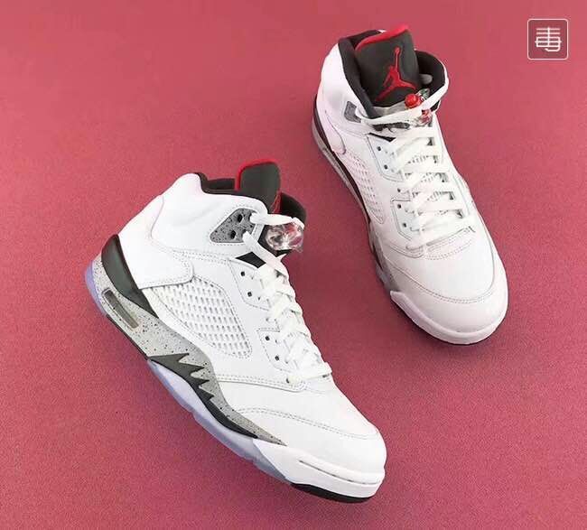 New Air Jordan 5 White Cement Shoes - Click Image to Close