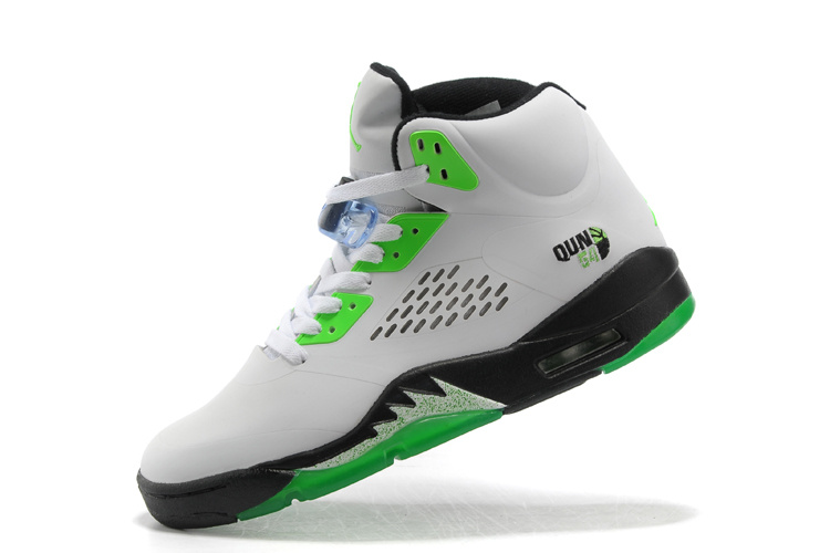 New Air Jordan Retro 5 White Green Black Shoes