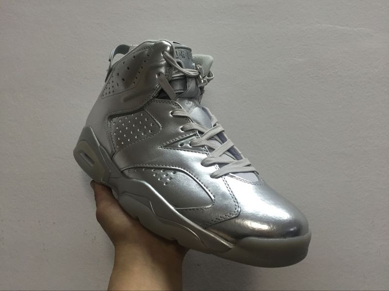New Air Jordan 6 All Silver Shoes - Click Image to Close