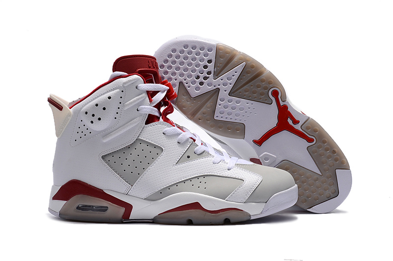 New Air Jordan 6 Alternate White Grey Red Shoes