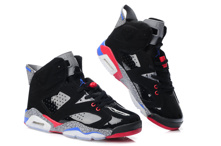 Latest Air Jordan 6 Black Grey Red Blue