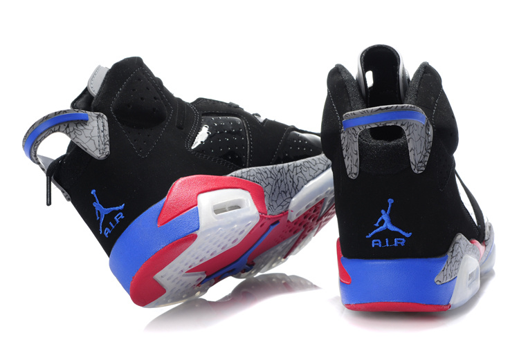 Latest Air Jordan 6 Black Grey Red Blue - Click Image to Close