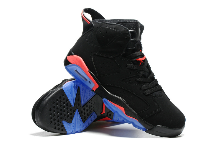 New Air Jordan 6 Black Red Blue Sole Shoes