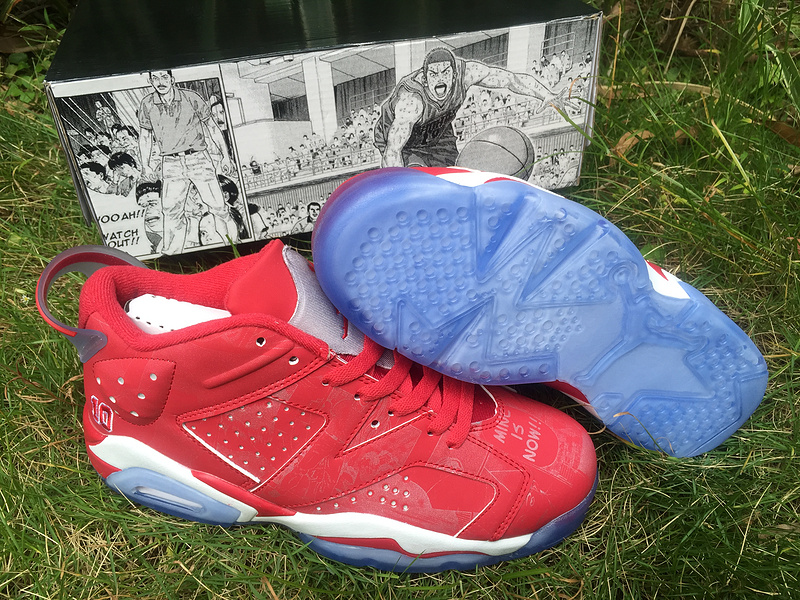 Women Air Jordan 6 Low Red White Blue Sole Shoes - Click Image to Close