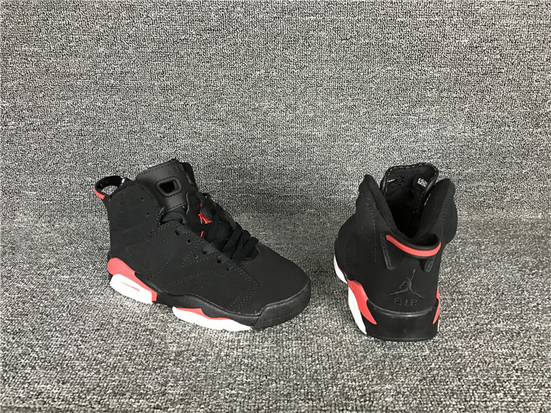 New Air Jordan 6 Retro Black Red Shoes For Kids