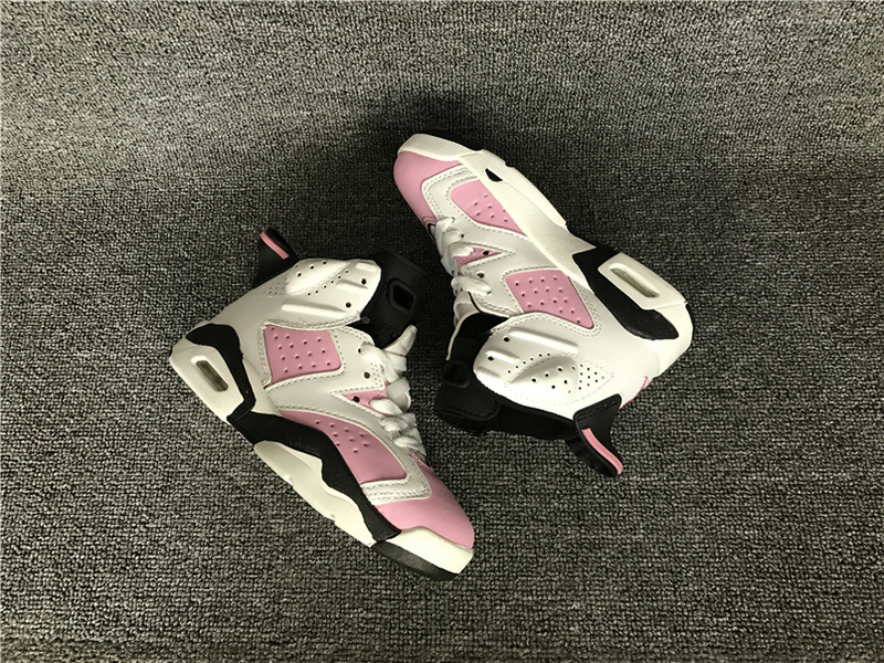 New Air Jordan 6 Retro Pink White Black Shoes For Kids