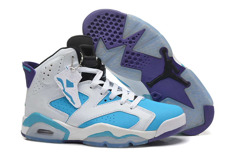 New Air Jordan 6 Retro White Bbay Blue Shoes