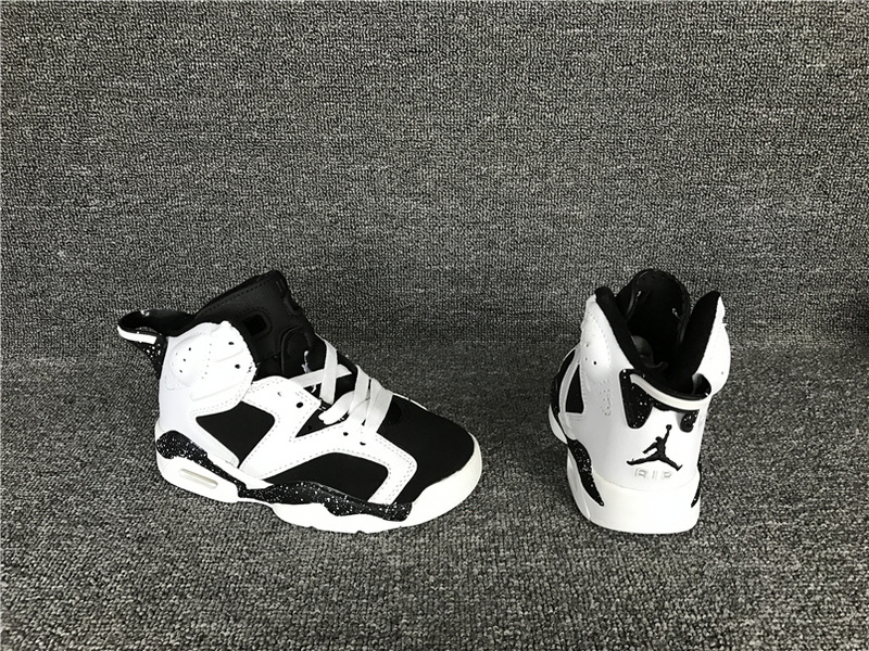 New Air Jordan 6 Retro White Black Shoes For Kids