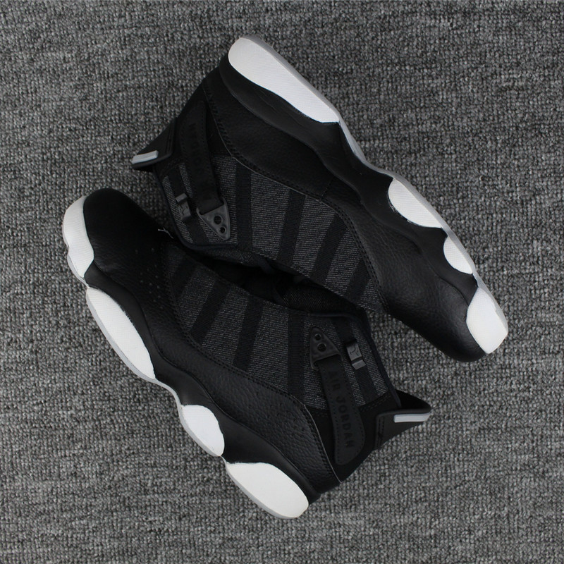 New Air Jordan 6 Rings All Black White Shoes - Click Image to Close