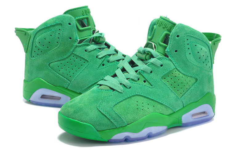 New Air Jordan 6 Suede Green Shoes For Women - Click Image to Close