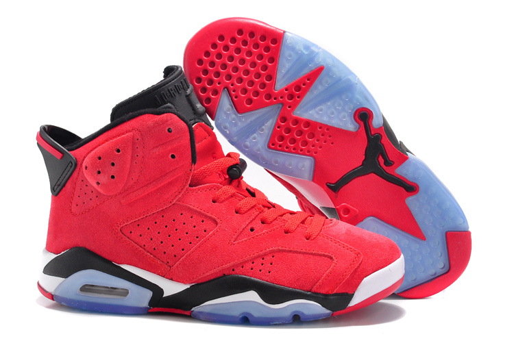 New Air Jordan 6 Suede Red Black Shoes