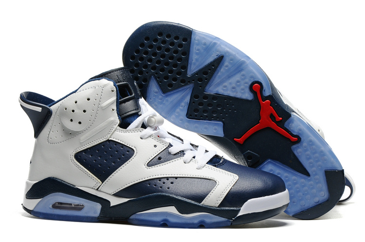 New Air Jordan 6 White Blue Blue Sole Shoes