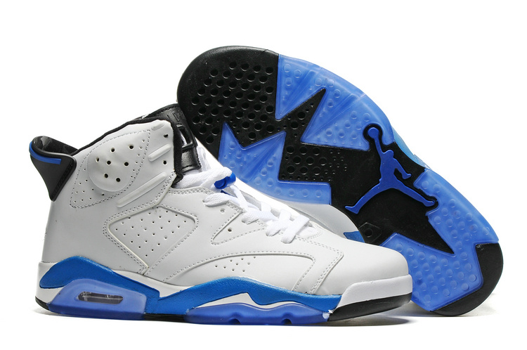 New Air Jordan 6 White Blue Sole Shoes