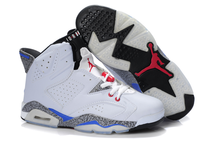 Latest Air Jordan 6 White Cement Blue Red