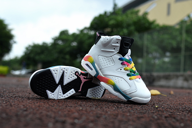 New Air Jordan 6 White Colorful For Kids - Click Image to Close