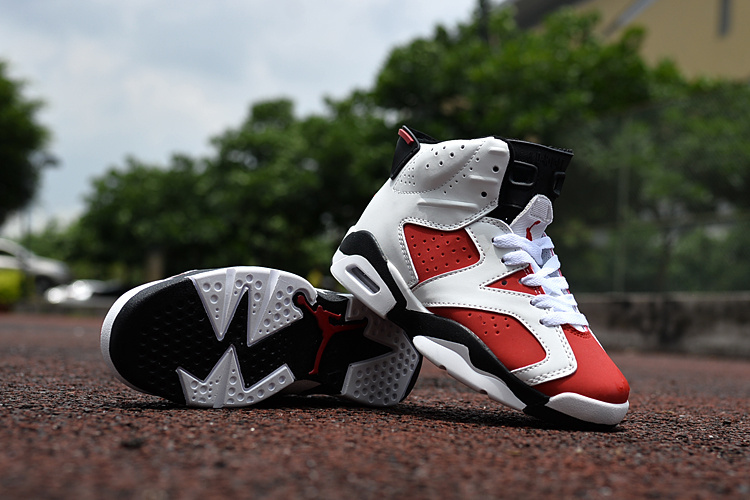 New Air Jordan 6 White Red Black Shoes For Kids