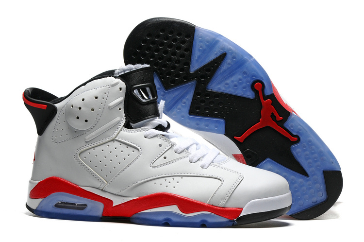 New Air Jordan 6 White Red Blue Sole Shoes - Click Image to Close