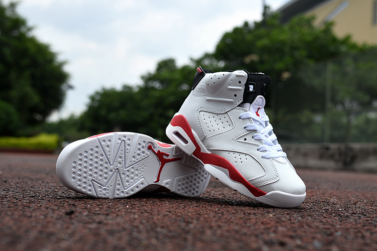 New Air Jordan 6 White Red Shoes For Kids