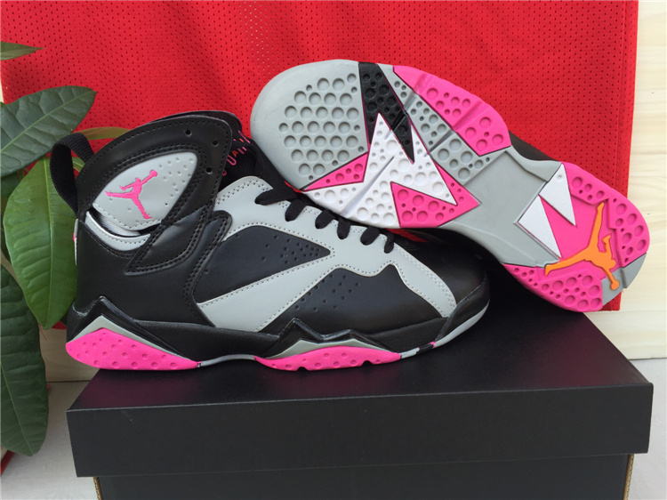 New Air Jordan 7 Black Grey Pink Shoes For Women