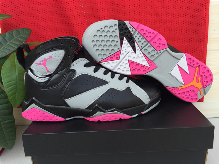 New Air Jordan 7 Black Grey Pink Shoes For Women