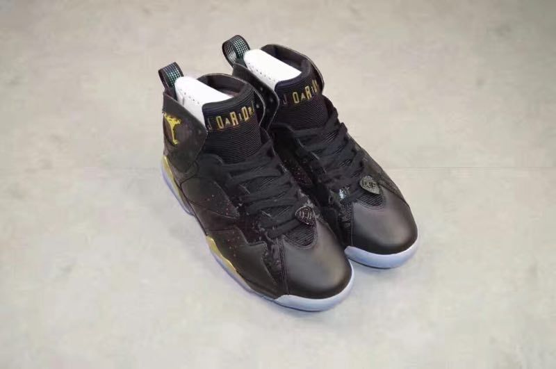 New Air Jordan 7 Charity Black Gold Shoes