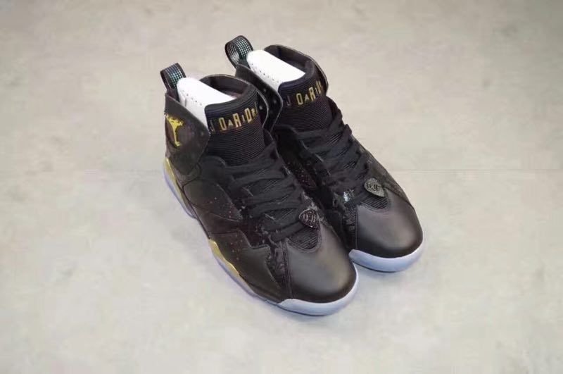 New Air Jordan 7 Charity Black Gold Shoes - Click Image to Close