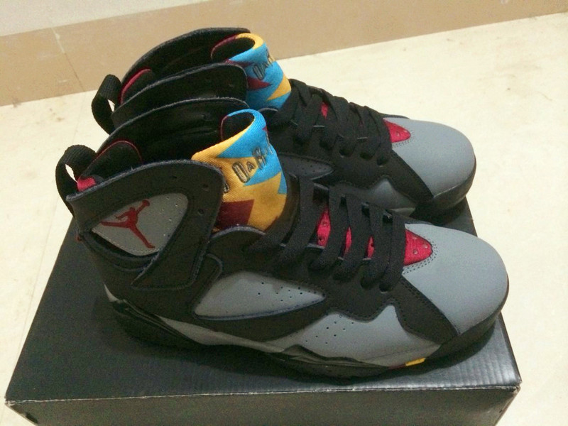 New Air Jordan 7 Grey Black Red Yellow Shoes - Click Image to Close