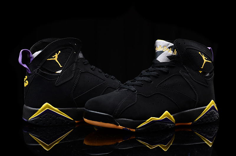 New Air Jordan 7 Retro 2016 Black Yellow Shoes