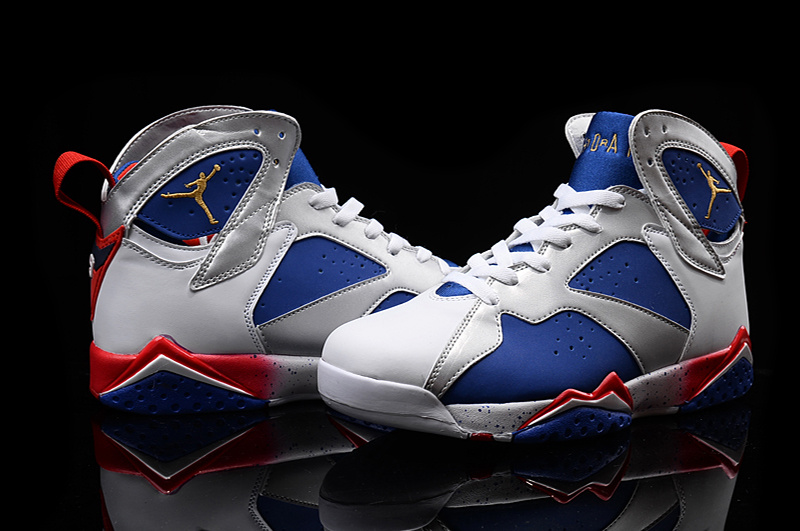 New Air Jordan 7 Retro 2016 White Blue Red Shoes - Click Image to Close