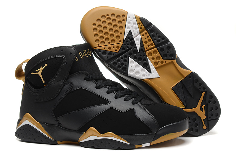 New Air Jordan 7 Retro Black Gold Shoes