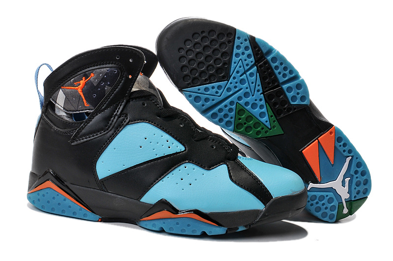 New Air Jordan 7 Retro Black Green Orange Shoes