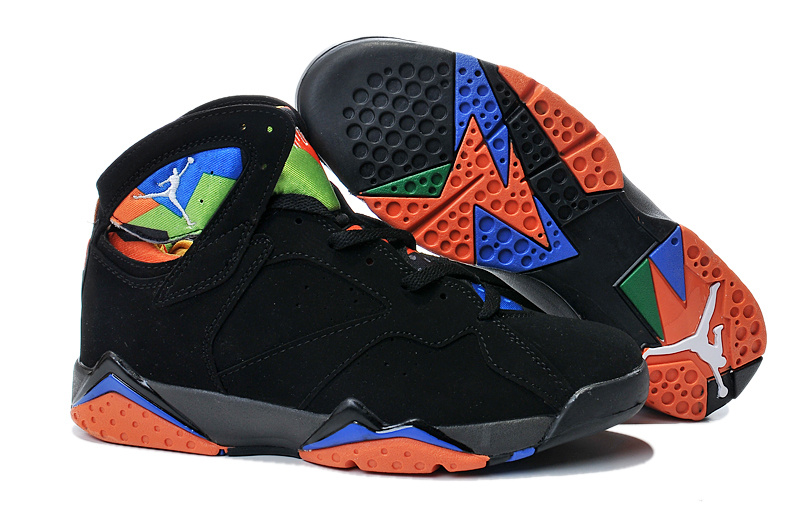 New Air Jordan 7 Retro Black Orange Blue Shoes - Click Image to Close