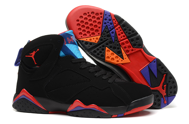 New Air Jordan 7 Retro Black Red Blue Shoes - Click Image to Close