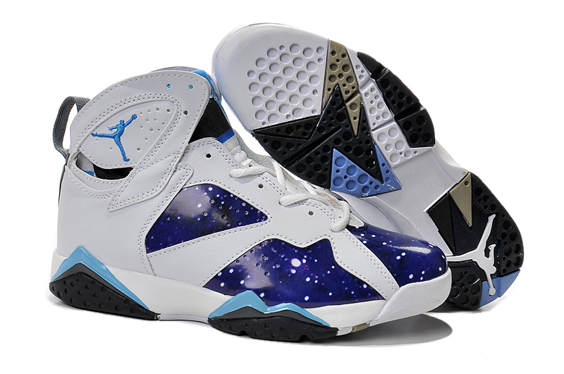 New Air Jordan 7 Retro Purple White Light Blue Shoes