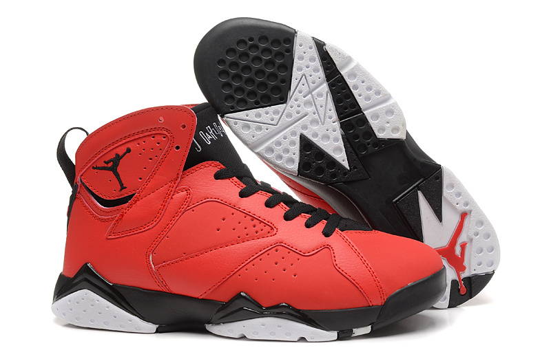 New Air Jordan 7 Retro Red Black Shoes - Click Image to Close