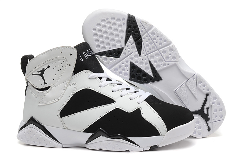 New Air Jordan 7 Retro White Black Shoes - Click Image to Close